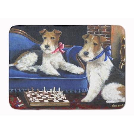 Carolines Treasures 19 x 27 in. Fox Terrier Checkmates Machine Washable Memory Foam Mat PPP3261RUG